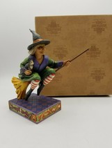 Jim Shore Enesco &quot;Swept Away&quot; Witch on broomstick figurine w box  - $92.91