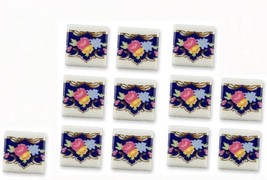 Dollhouse Porcelain Tiles 1.791/3 Reutter Blue Royale Flowers 12-pc  Min... - $23.00