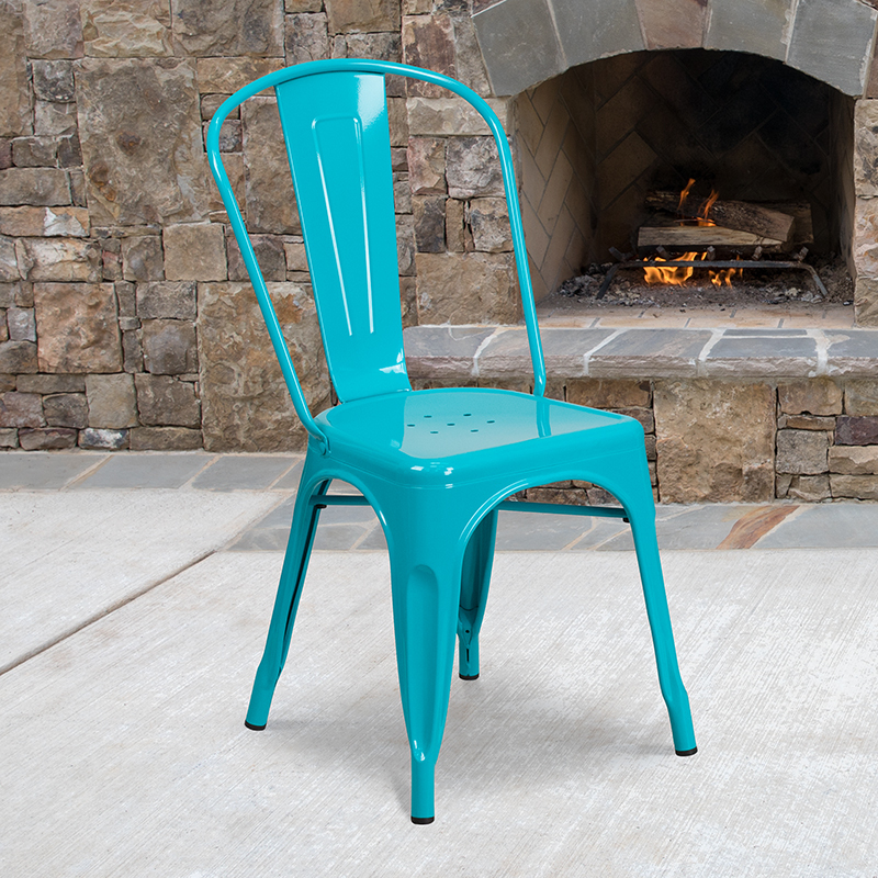 Crystal Teal-Blue Metal Chair ET-3534-CB-GG