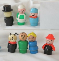 Lot #39 Fisher Price Little People 6 People 1 Dog Vintage Top Hat Man No Face - $21.87