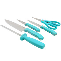 MEGA-120728.05 Oster Evansville 5 Piece Stainless Steel Cutlery Set with Turq... - $47.62