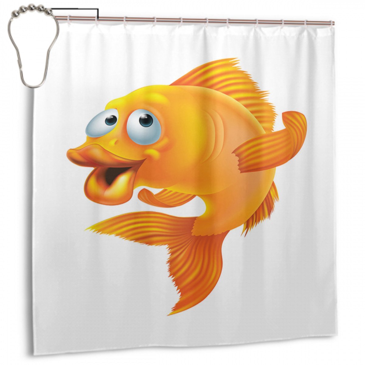 Happy Playful Goldfish Shower Curtain Shower Curtains