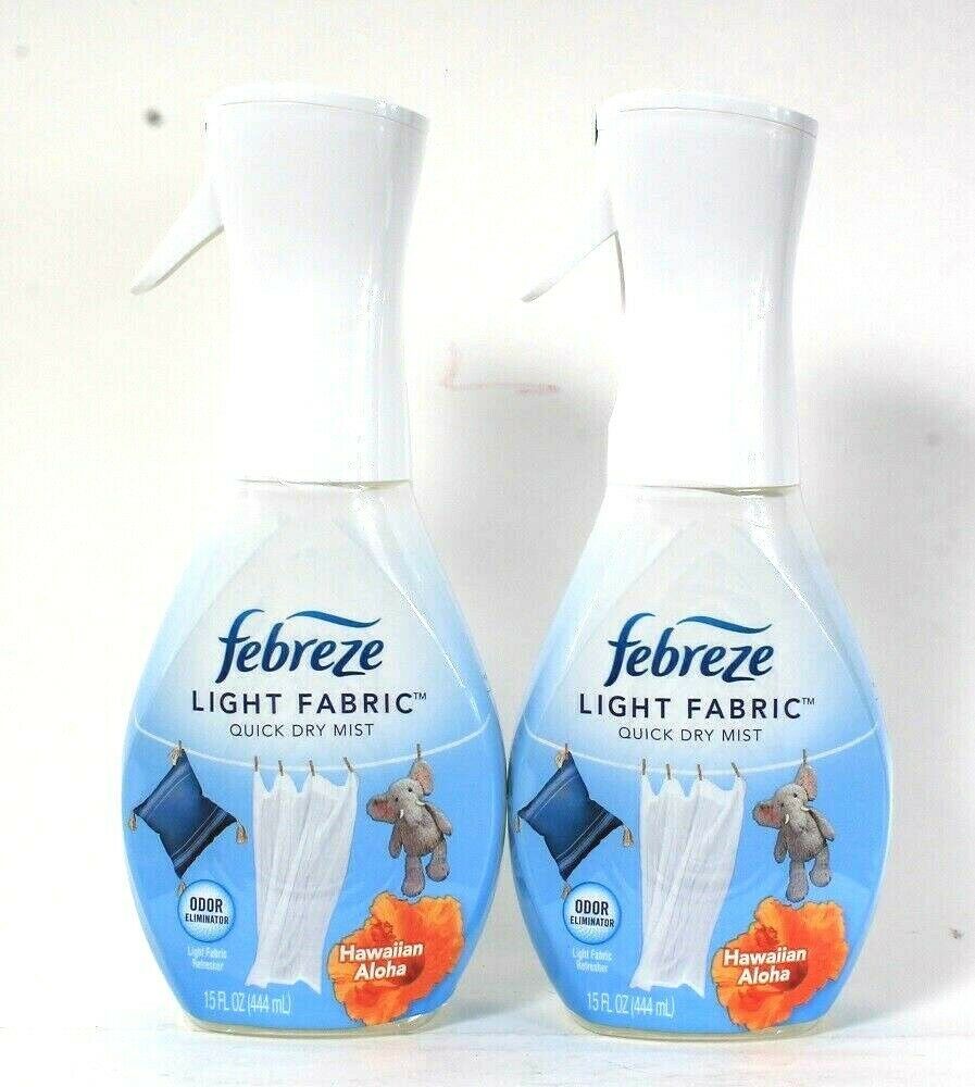 2 Bottles Febreze 15oz Hawaiian Aloha Odor Eliminate Light Fabric Quick