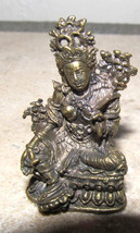Vintage Hindu Brass Seated Tara 1.5" Collectible Statue Sculpture - $21.95