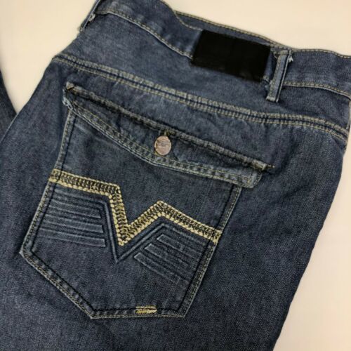 LR Scoop Denim Jeans 48X33 Blue Straight Leg Medium Washed Flap Back