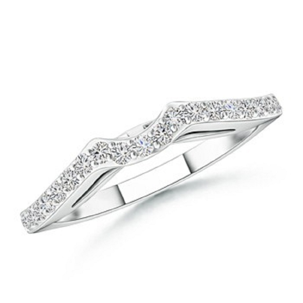 Half Eternity CZ Diamond 14K White Gold Plated Engagement Band Ring
