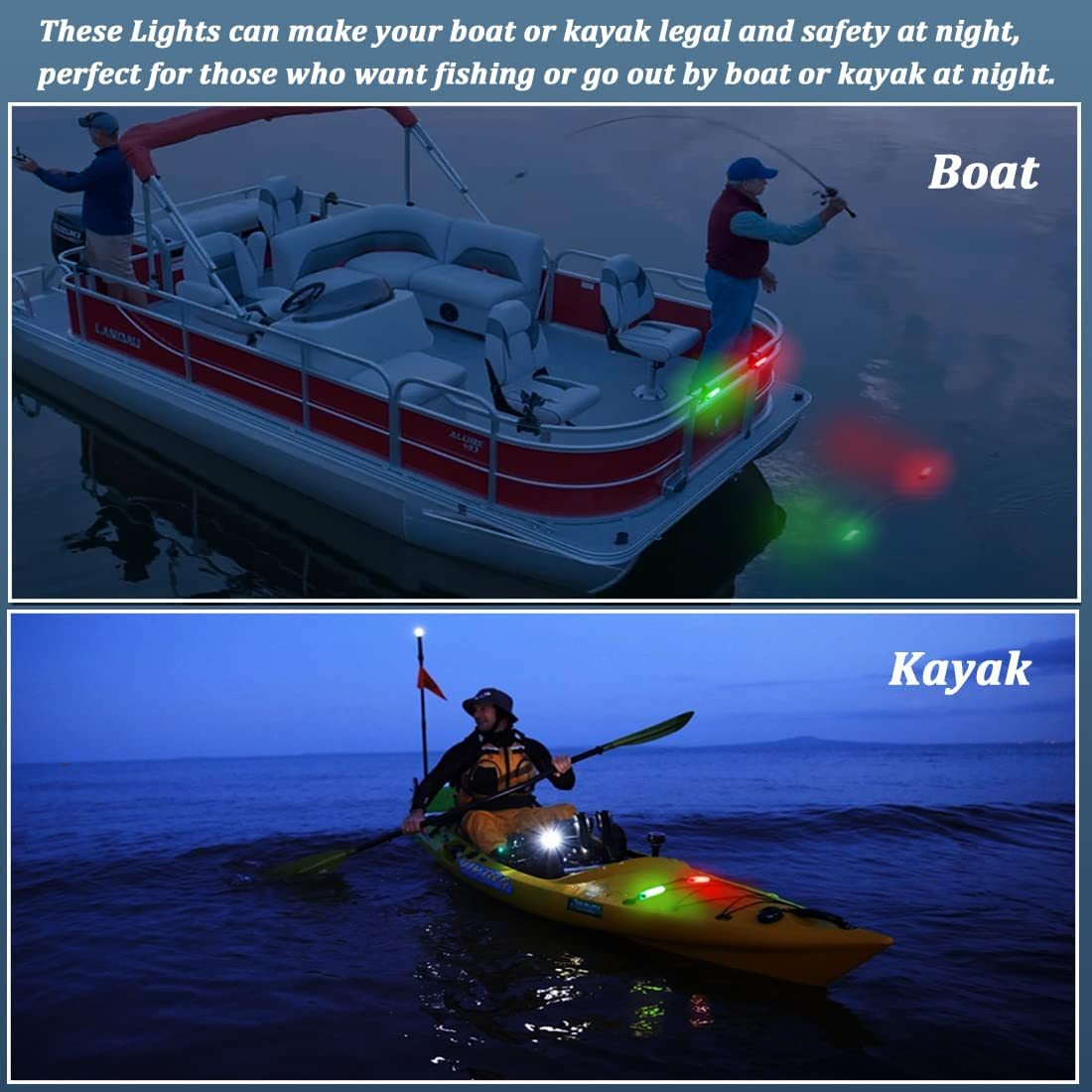 Botepon Kayak Navigation Lights Stern Lights Battery Operated,, Dinghy