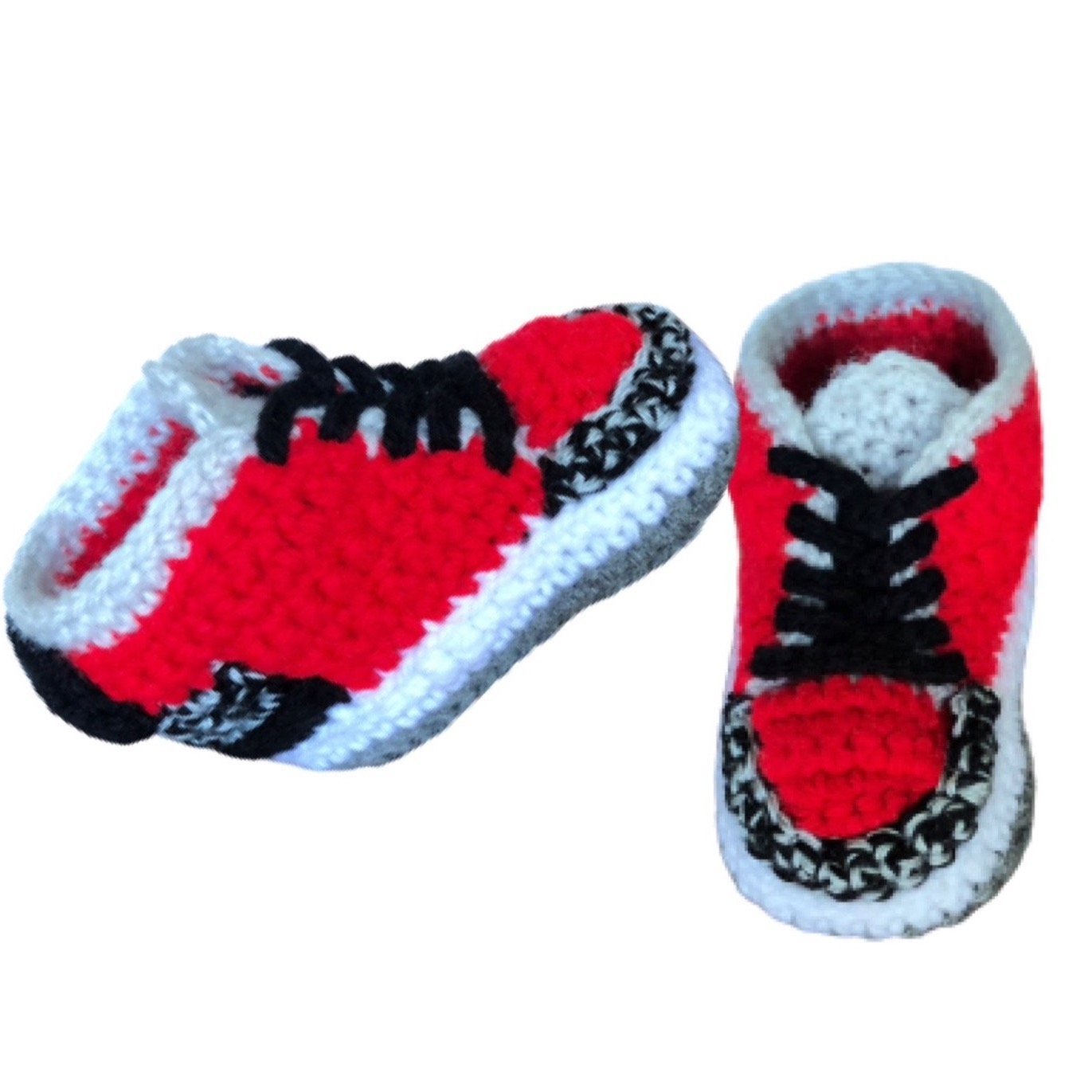 93.Air J 3 'Red Cement' Baby Crochet Shoes