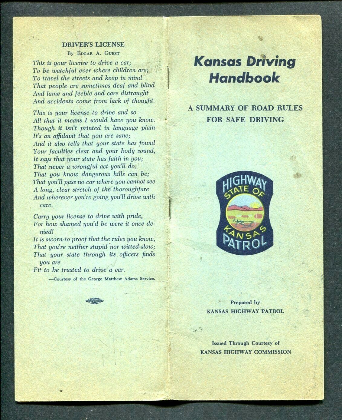 1949 Kansas Driving Handbook Road Rules For Safe Driving Kansas