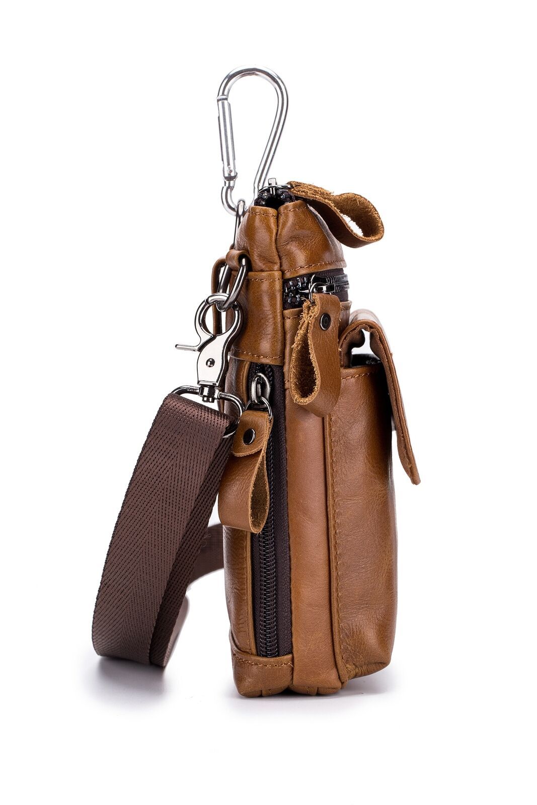 Men’s Genuine Leather Shoulder Casual Sling Waist Bag Detachable Shoulder Strap - Bags & Backpacks