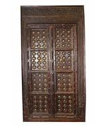 Mogul Interior Antique Indian Haveli Door Dark Brown Brass Medallion Tea... - £2,018.26 GBP