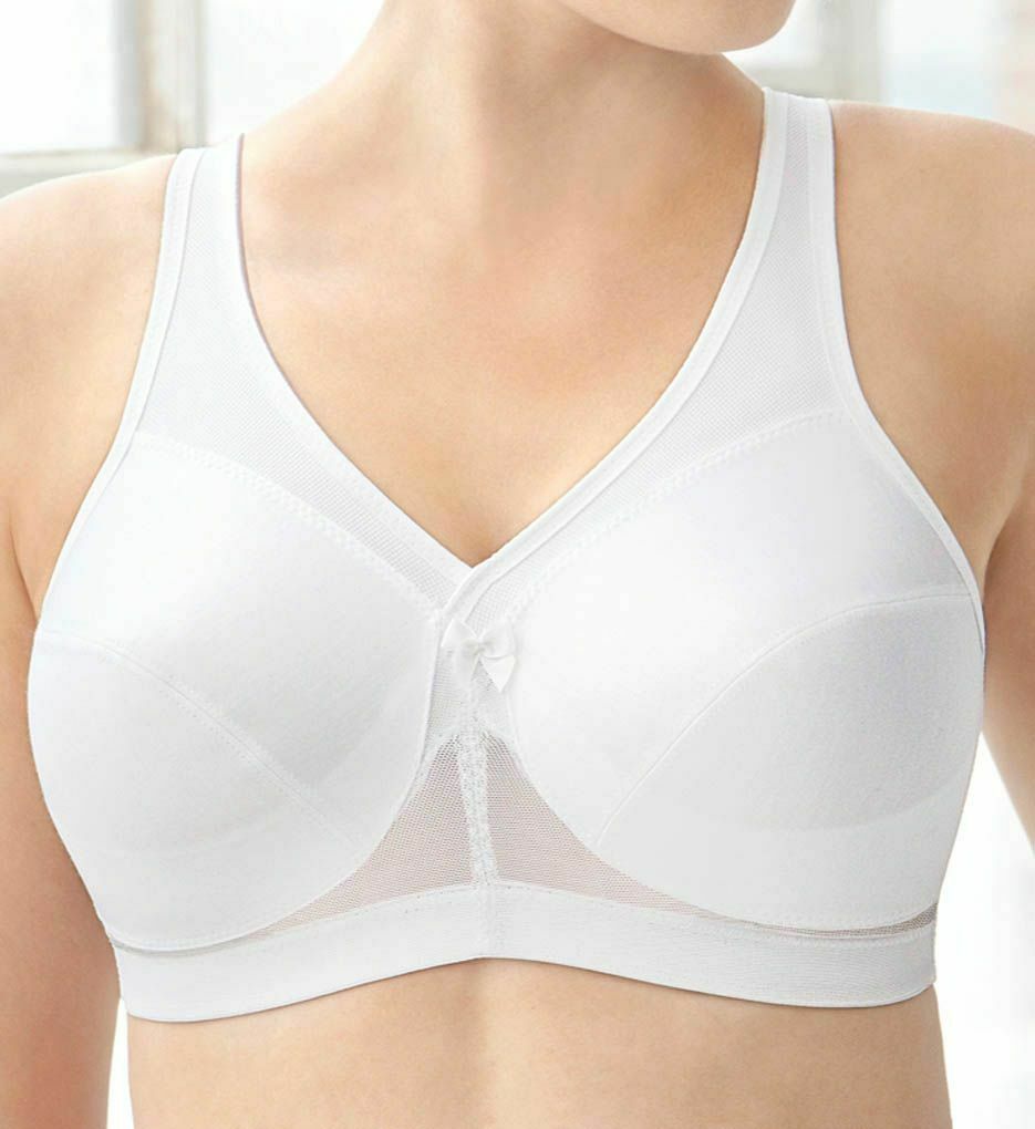 Glamorise WHITE Magic Lift Active Support WireFree Bra, US 50B, UK 50B