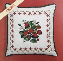 Vintage LeeWards Crewel Kit Strawberry Time 12" Pillow Needlcraft Embroidery - $28.45