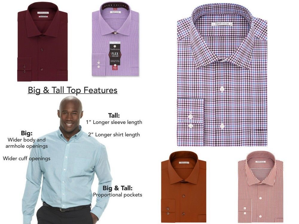 Image of Van Heusen Men's Big & Tall Flex-Collar Dress Shirt, Long Sleeve Button Front