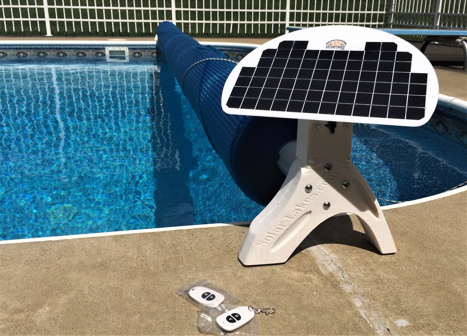 Motorized Remote Controlled Solar Battery Powered Pool Blanket Cover Reel Roller Pool Covers