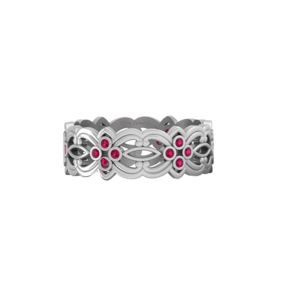 0.20cttw Pink CZ Celtic Promise Band In 925 Sterling Silver Celtic Wedding Band