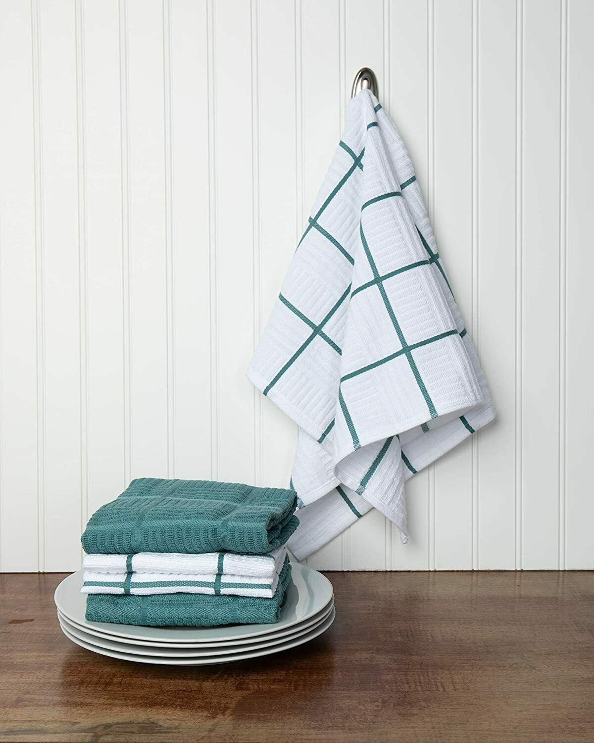 Be EcoFriendly! 28"x16" Set of 4 Plaid Blue Cotton Terry Kitchen