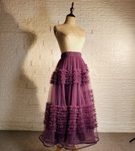 Plum Midi Tulle Skirt Holiday Outfit Romantic Tiered Tulle Skirt Plus Size image 1