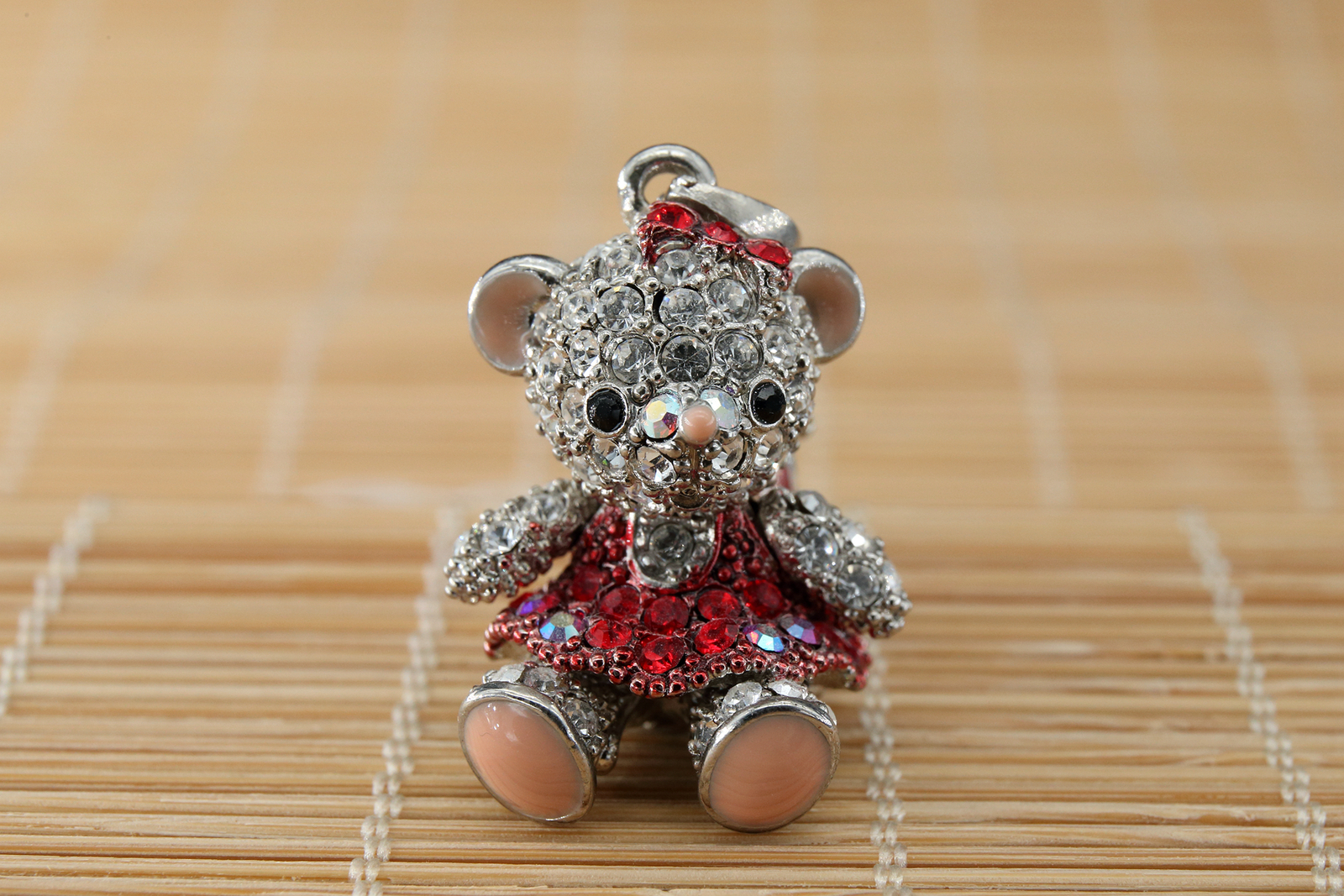 Crossfor Teddy Bear Clear Red Crystal Necklace Girl Teddy-04RE Japan