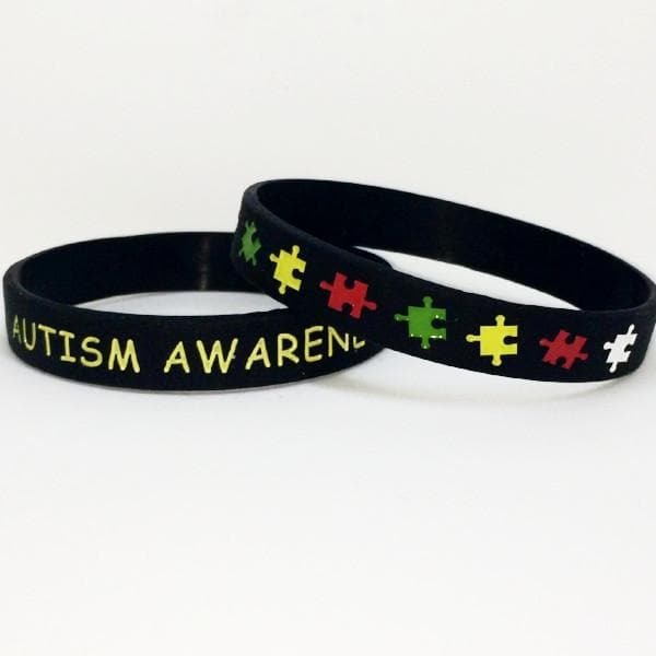 2 Autism Awareness Silicone Adult Size Bracelets