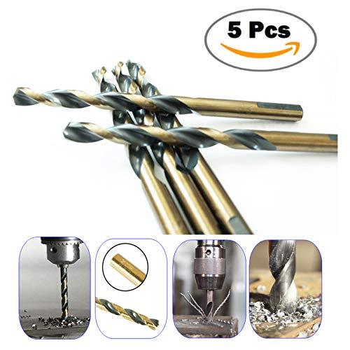 5 Pcs 21/64" HSS Parabolic Flute Jobber Length Twist Drill Bits, Black