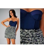 Wow Couture Navy Blue Gathered Ruffle Bustier Mini Dress NEW MSRP $88 - $54.99