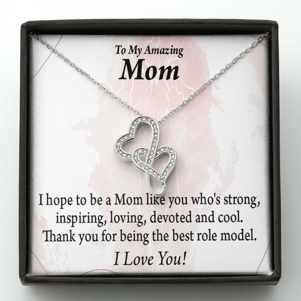 Mom  Bist Du Die Greatest! Doppel Herzen Halskette Nachricht Karte Von Sohn G