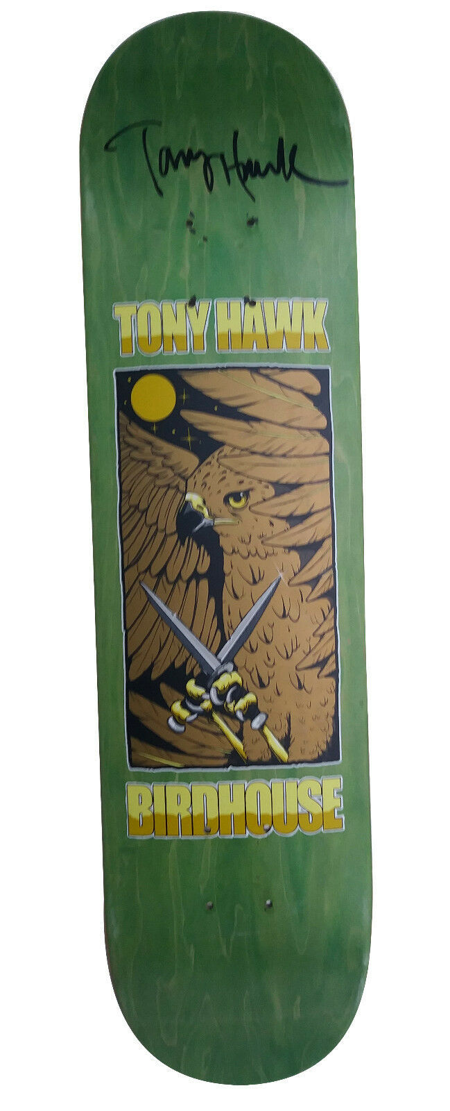 TONY HAWK Signed AUTOGRAPHED Green BIRDHOUSE Logo SKATEBOARD Deck Proof