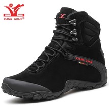 XIANG GUAN Men Winter Hi Boots Leather Women Outdoor Non Slip  Snow Shoes Climbi - $153.65