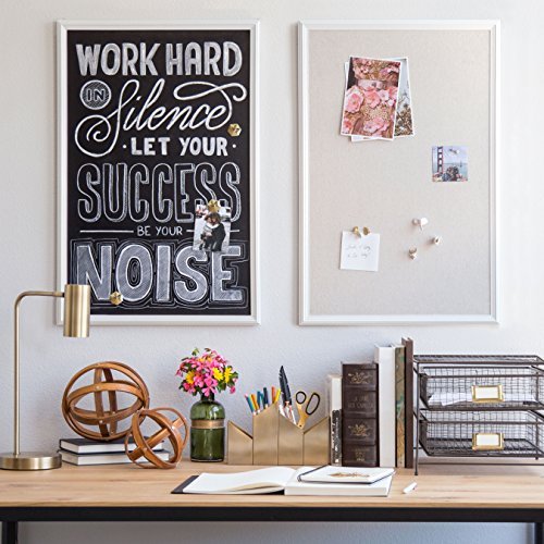 U Brands Cork Linen Bulletin Board, 20 x 30 Inches, White Wood Frame