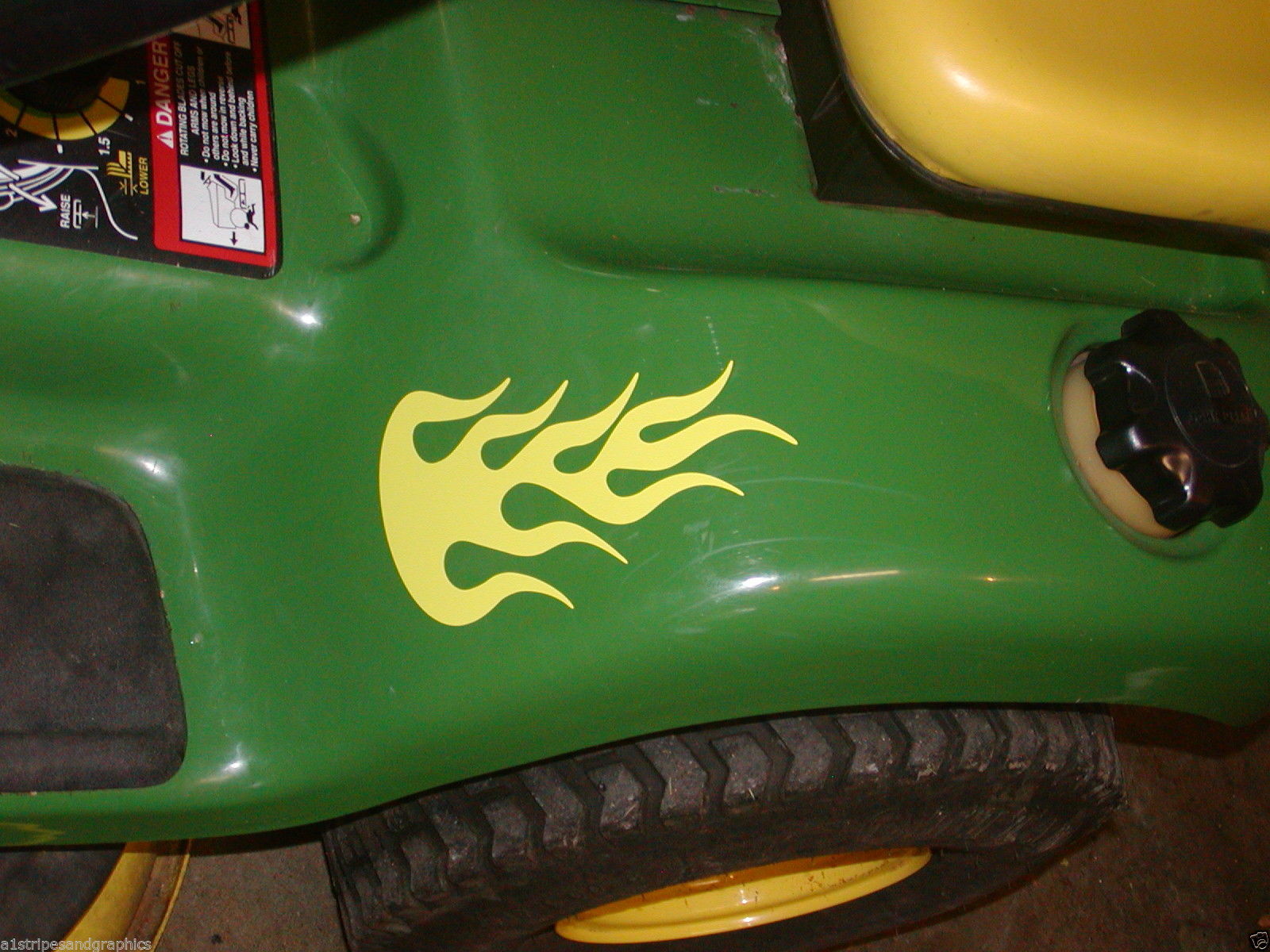 Lawn Tractor 1 Flame Flames Decal Decals FIT John Deere Cub Cadet Toro