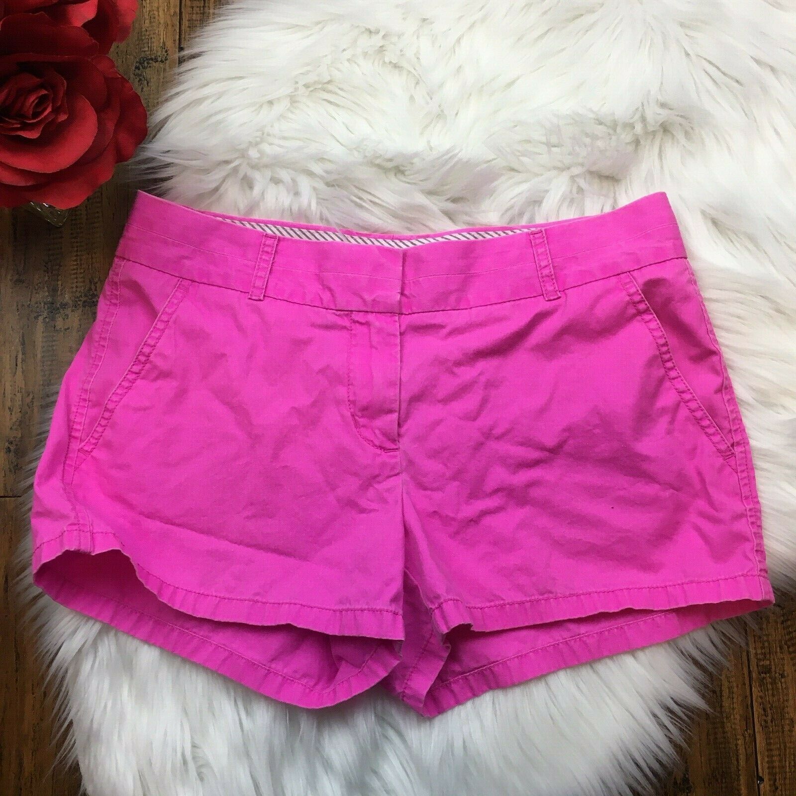 J.Crew Women's Bright Pink Classic Chino Broken In Preppy Summer Shorts ...