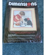 CREAM FOR KITTY DIMENSIONS NO COUNT CROSS STITCH NEW 1987  #3624 - $16.75