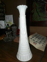 Vintage Anchor Hocking Star and Bars Milk Glass Bud Vase - about 8.5 Inches - $13.85
