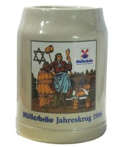 Mullerbrau Jahreskrug 1986 Bier Stein Mug .5 Liter Germany 5 1/4&quot; Tall - £13.78 GBP