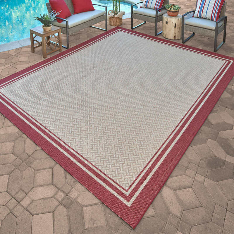 Naples Indoor/Outdoor Rug Collection, Ace Border Area Rugs