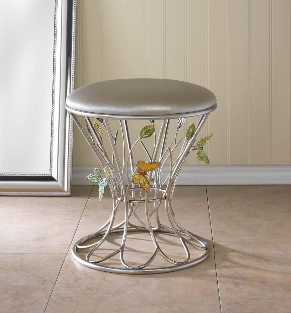 Outdoor Stool, Metal Butterfly Wonder Round Portable Garden Stool, Iron