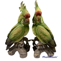 Andrea by Sadek Green/Red Cockatoos/Parrots Birds Porcelain Figurine Jap... - $187.00