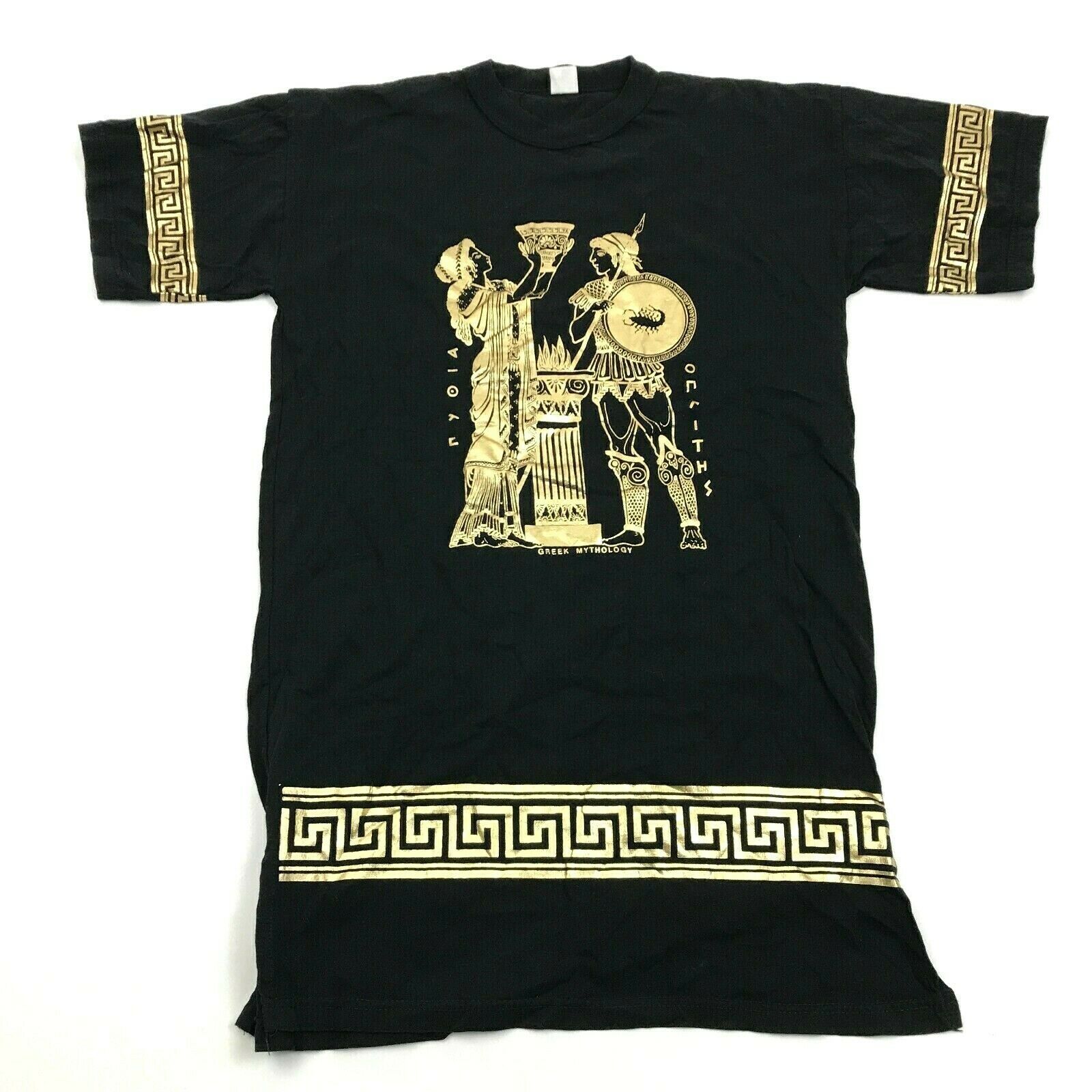 GREEK MYTHOLOGY Shirt Size MT Medium Tall Black Gold Foil Graphic Tee ...