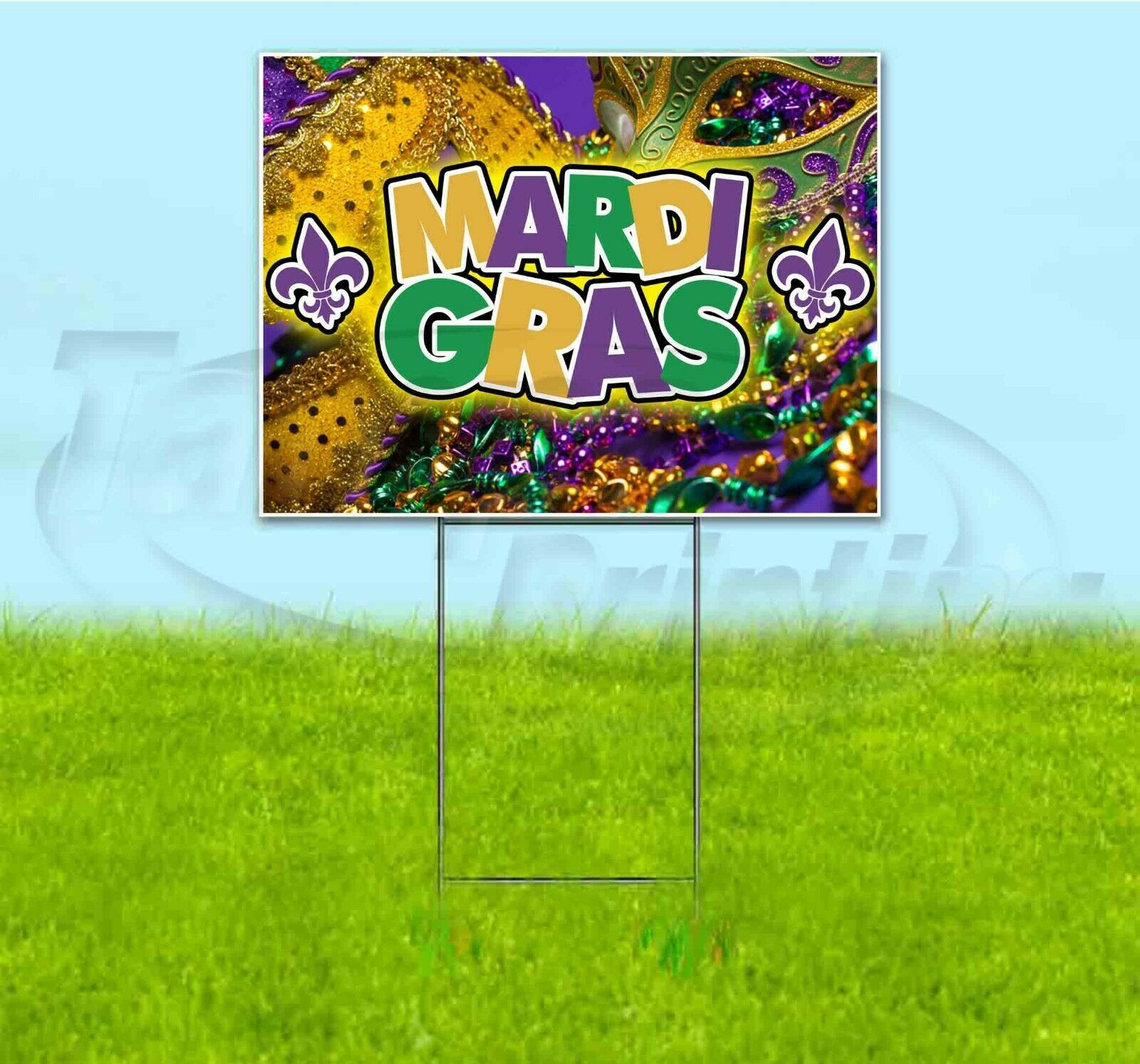 MARDI GRAS 18x24 Yard Sign WITH STAKE Corrugated Bandit USA BUSINESS ...