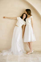White Floor Length Tulle Skirt with Train White Bridal Tutu Skirt Wedding Outfit