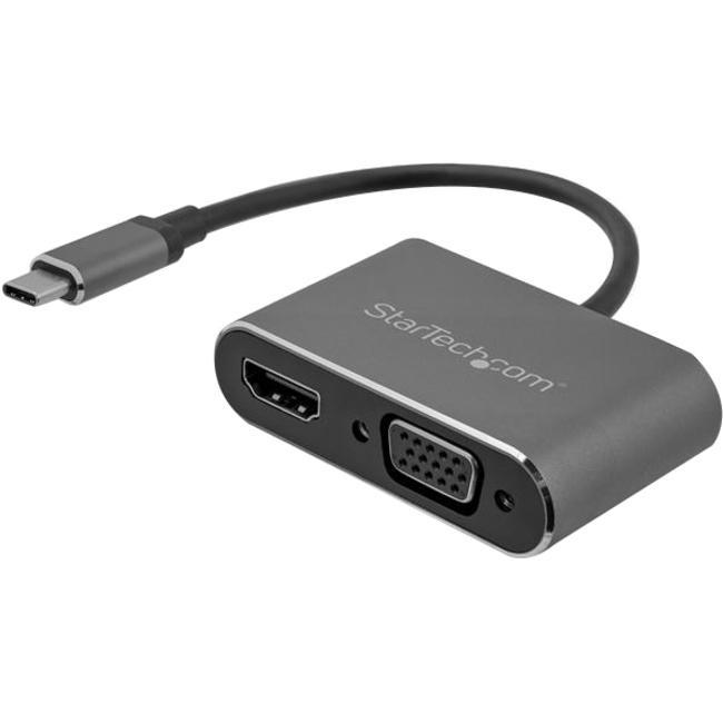 StarTech.com USB C to VGA and HDMI Adapter - Aluminum - USB-C Multiport Adapter