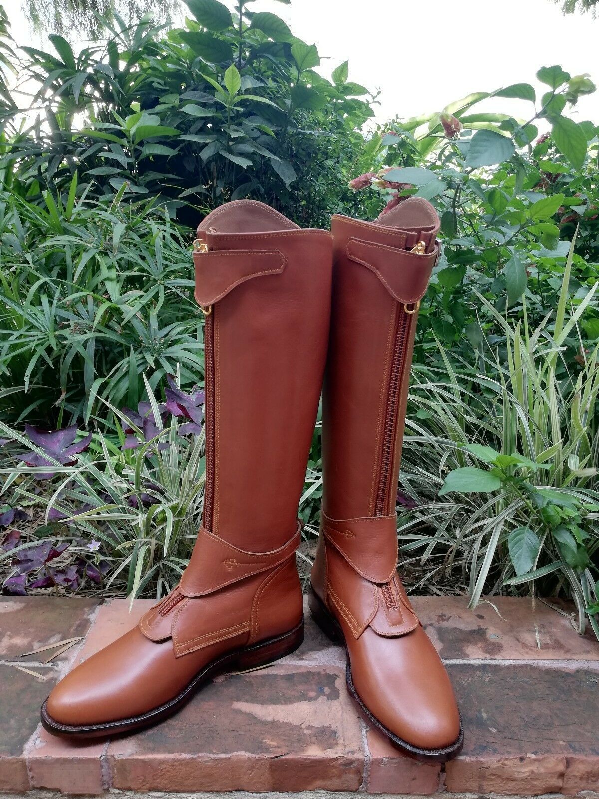 Tan Leather Tall riding boots high qualität leather Handmade custom
