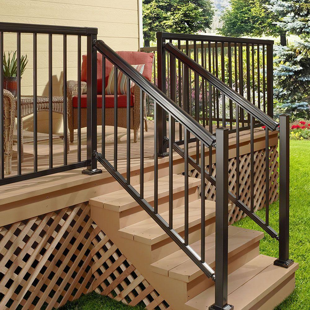 Railing Kit 6 ft. Water Resistant Flush Edges Aluminum Black Pre ...