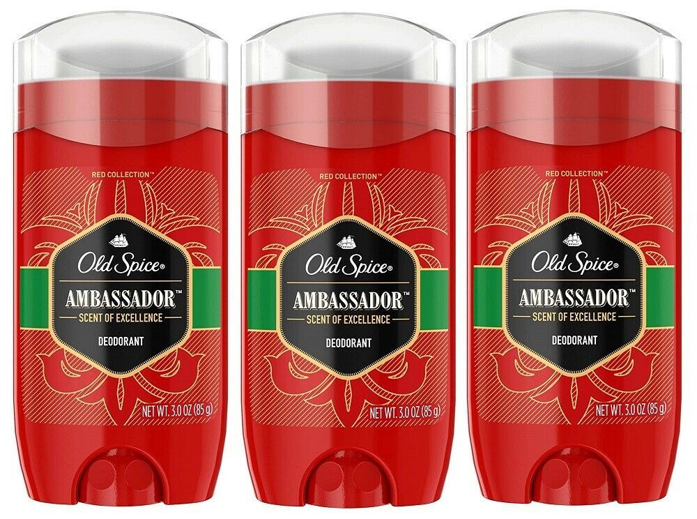 (3 Pack) Old Spice Red Collection Scent Of Excellence Deodorant, Ambassador, 3oz