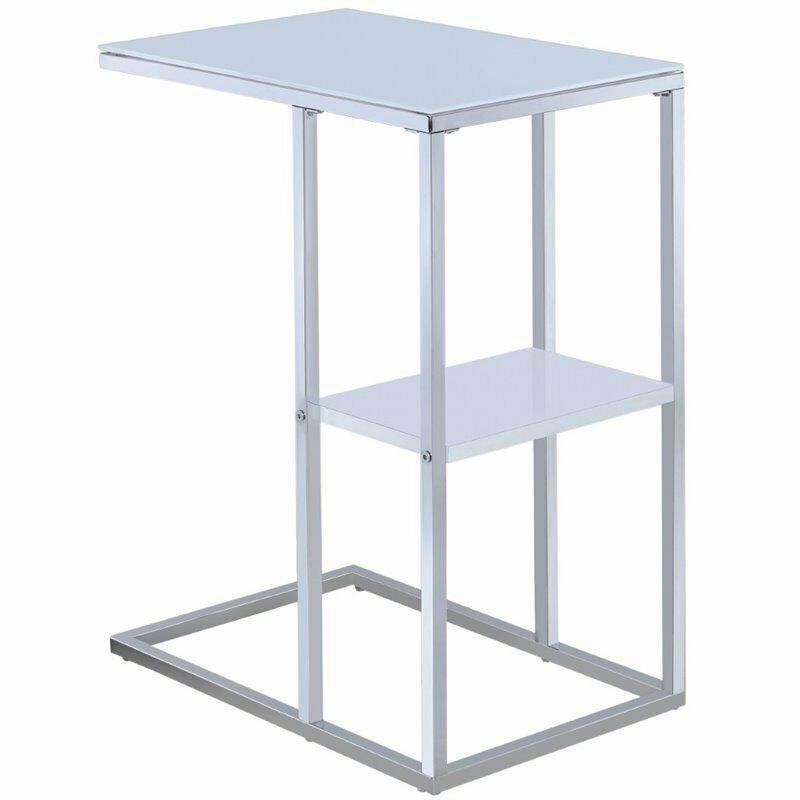 Coaster Contemporary Glass Top Side Table in White and Chrome - $81.85