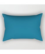 Dark Tropical Blue Solid Color Rectangle Throw Pillows - $34.99+