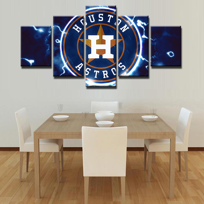 Framed 5 Piece Houston Astros Canvas Print Painting Wall Art Picture