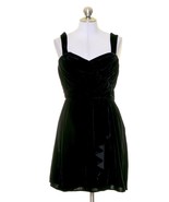 EXPRESS Black Velvet Mini Dress Ruched Asymmetrical Drape sz 6 - HOLIDAY... - $27.03