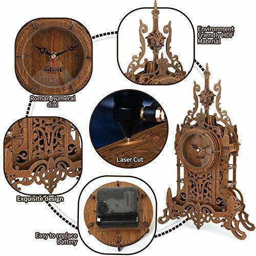 nicknack 3D Wooden Puzzle,Model Kits Desk ClockLaser Cut